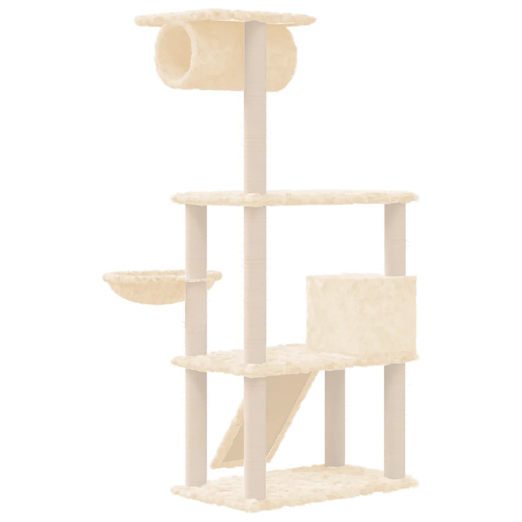 Arbre à chat avec griffoirs en sisal Crème 131 cm