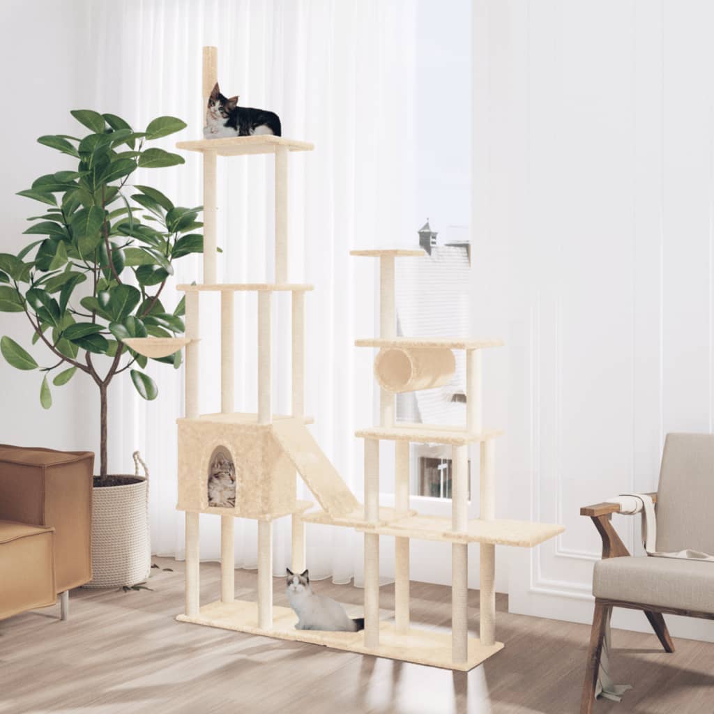 Arbre à chat avec griffoirs en sisal Crème 279 cm