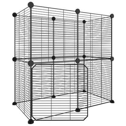 Cage animaux de compagnie à 12 panneaux et porte Noir 35x35 cm