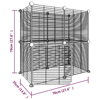 Cage animaux de compagnie à 12 panneaux et porte Noir 35x35 cm