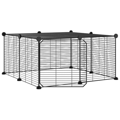 Cage animaux de compagnie à 12 panneaux et porte Noir 35x35 cm