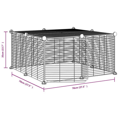 Cage animaux de compagnie à 12 panneaux et porte Noir 35x35 cm