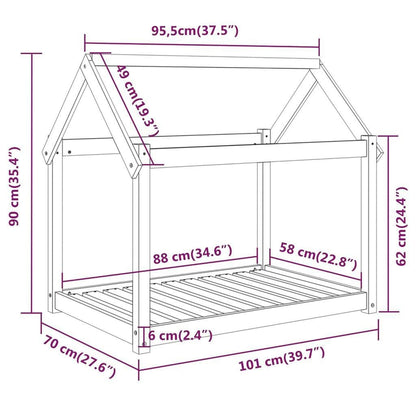 Lit pour chien 101x70x90 cm Bois de pin solide