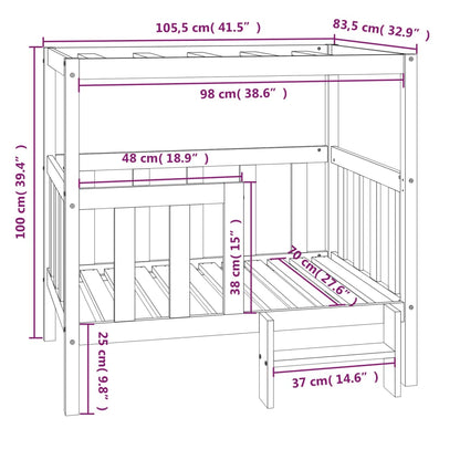 Lit pour chien 105,5x83,5x100 cm Bois de pin solide