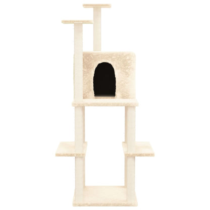 Arbre à chat avec griffoirs en sisal Crème 144,5 cm