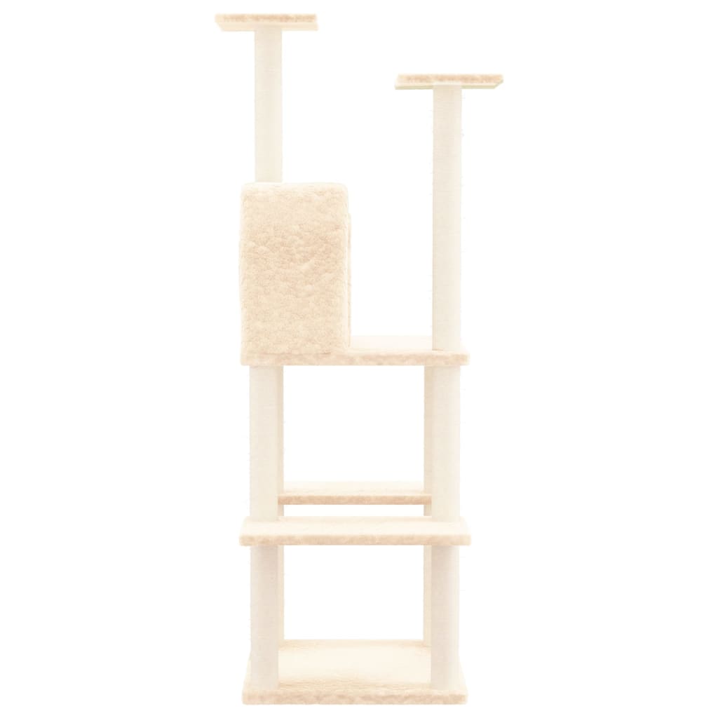 Arbre à chat avec griffoirs en sisal Crème 144,5 cm