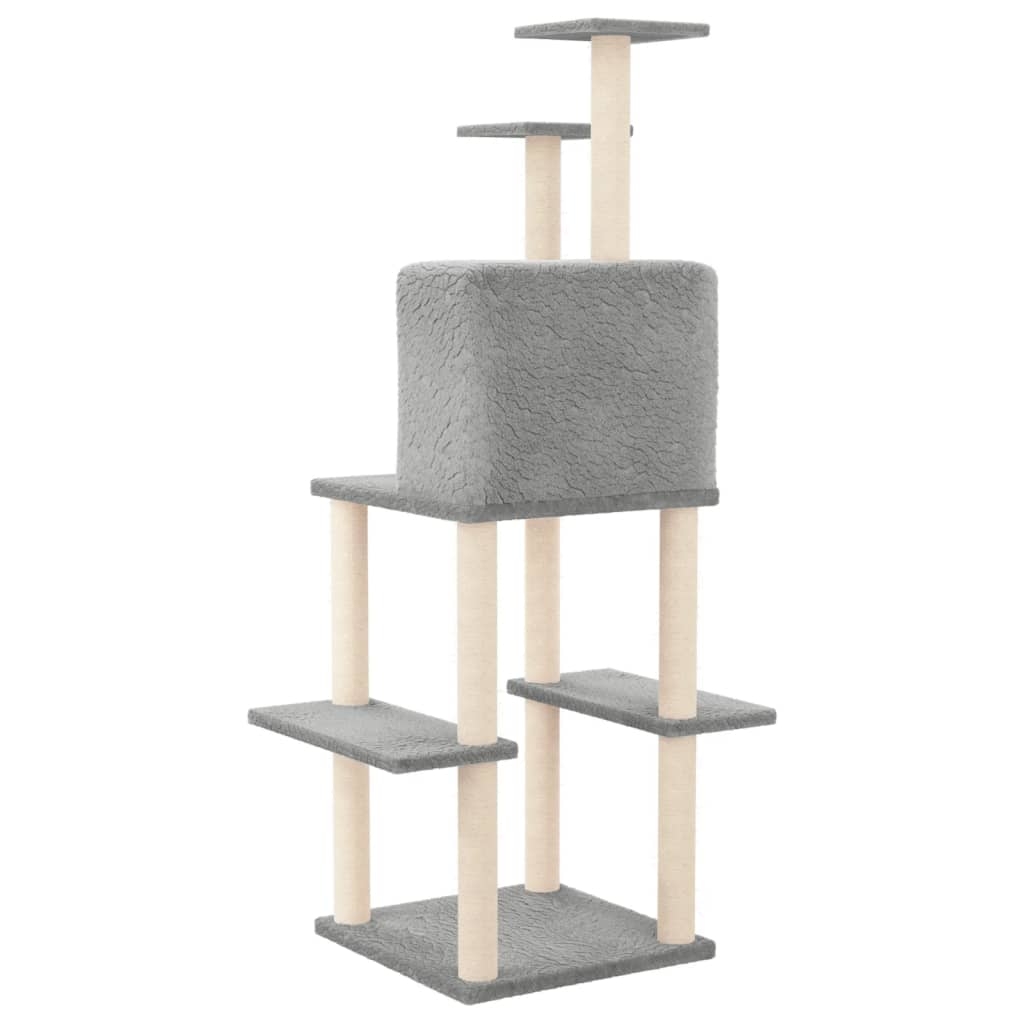 Arbre à chat avec griffoirs en sisal Gris clair 144,5 cm