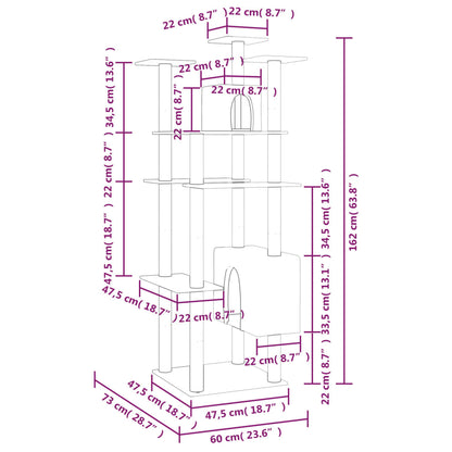 Arbre à chat avec griffoirs en sisal Crème 162 cm