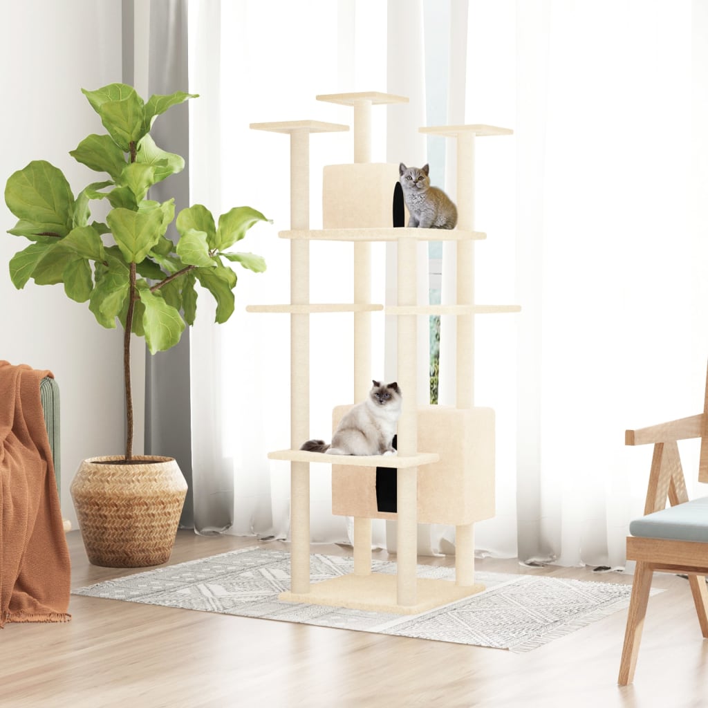 Arbre à chat avec griffoirs en sisal Crème 162 cm