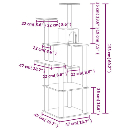 Arbre à chat avec griffoirs en sisal Crème 153 cm