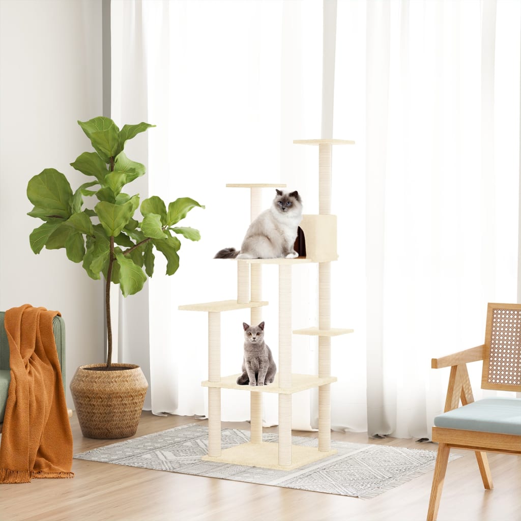 Arbre à chat avec griffoirs en sisal Crème 153 cm