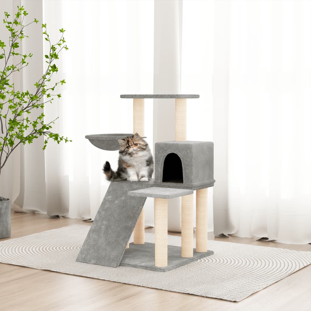 Arbre à chat avec griffoirs en sisal Gris clair 82 cm