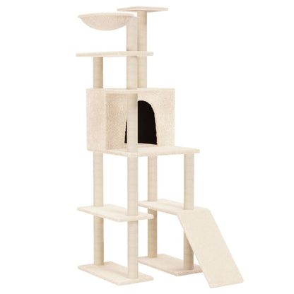 Arbre à chat avec griffoirs en sisal Crème 166 cm