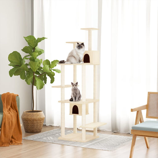 Arbre à chat avec griffoirs en sisal Crème 176 cm