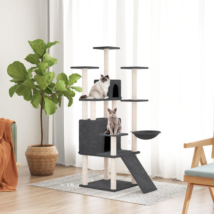 Arbre à chat avec griffoirs en sisal Gris foncé 154 cm