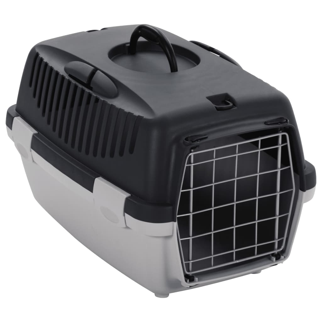 Cage de transport animaux de compagnie gris noir 48x32x31 cm PP