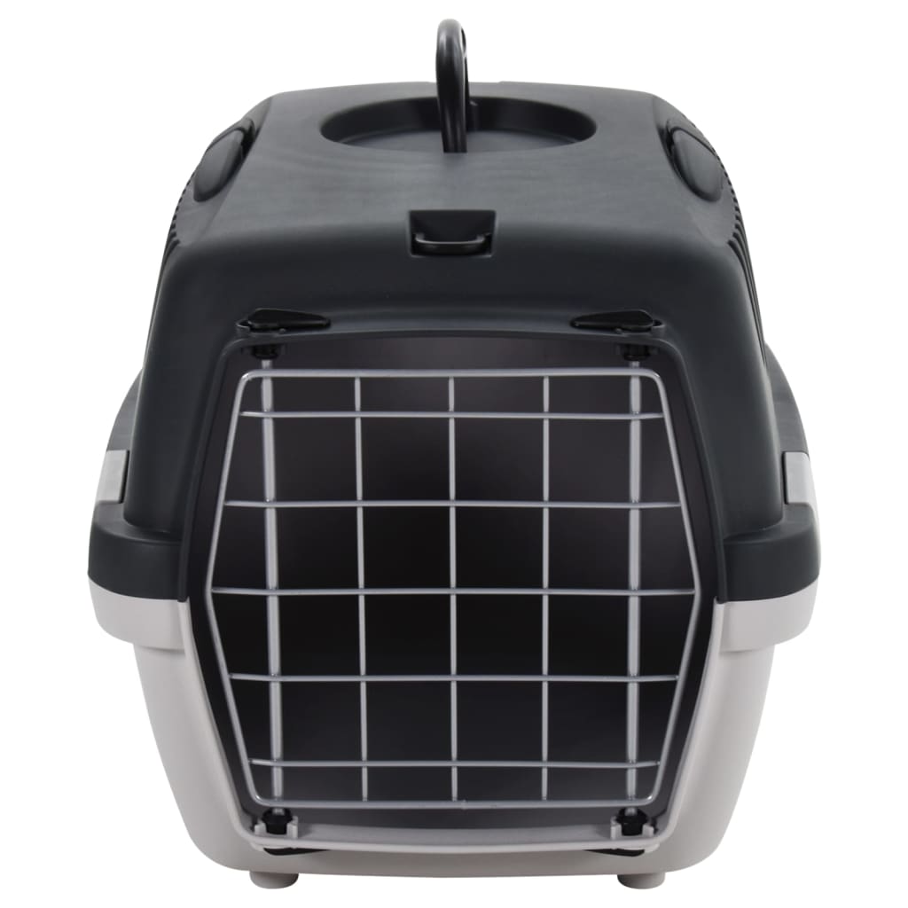 Cage de transport animaux de compagnie gris noir 48x32x31 cm PP