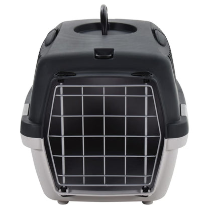 Cage de transport animaux de compagnie gris noir 48x32x31 cm PP