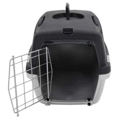 Cage de transport animaux de compagnie gris noir 48x32x31 cm PP