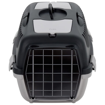 Cage de transport animaux de compagnie gris noir 55x36x35 cm PP