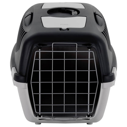 Cage de transport animaux de compagnie gris noir 61x40x38 cm PP