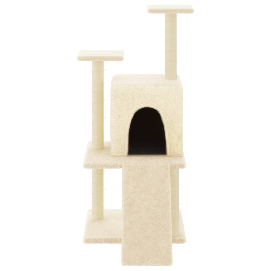 Arbre à chat avec griffoirs en sisal crème 110 cm