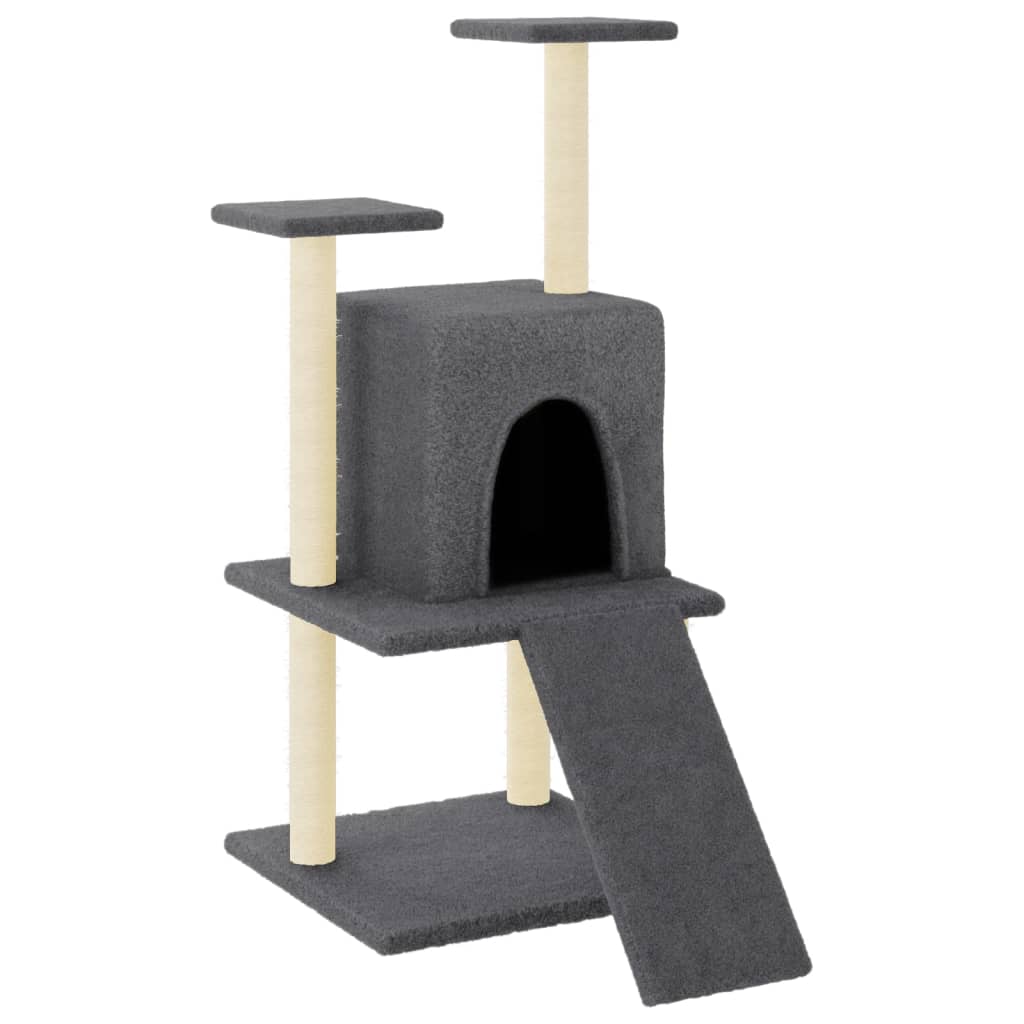 Arbre à chat avec griffoirs en sisal gris foncé 110 cm