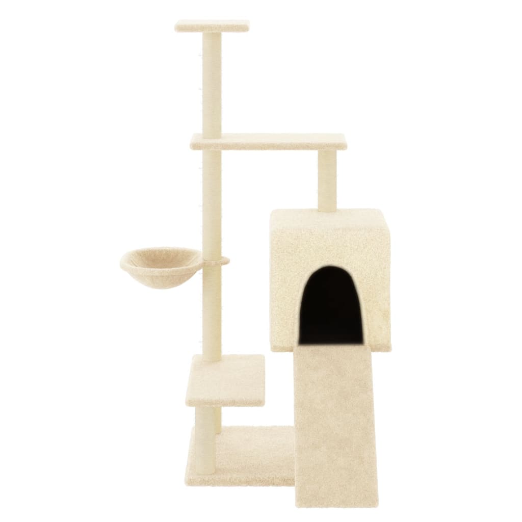 Arbre à chat avec griffoirs en sisal crème 130,5 cm