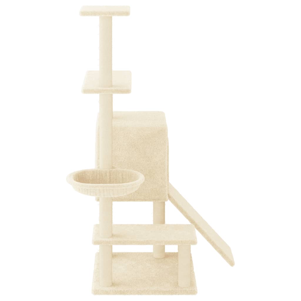 Arbre à chat avec griffoirs en sisal crème 130,5 cm