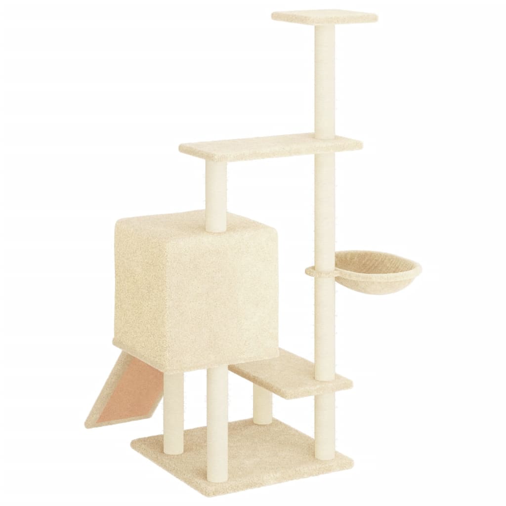 Arbre à chat avec griffoirs en sisal crème 130,5 cm