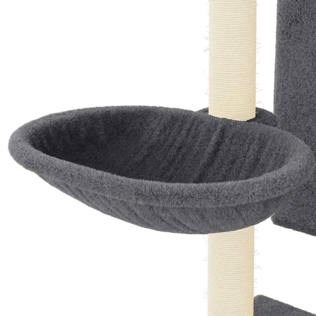 Arbre à chat avec griffoirs en sisal gris foncé 130,5 cm