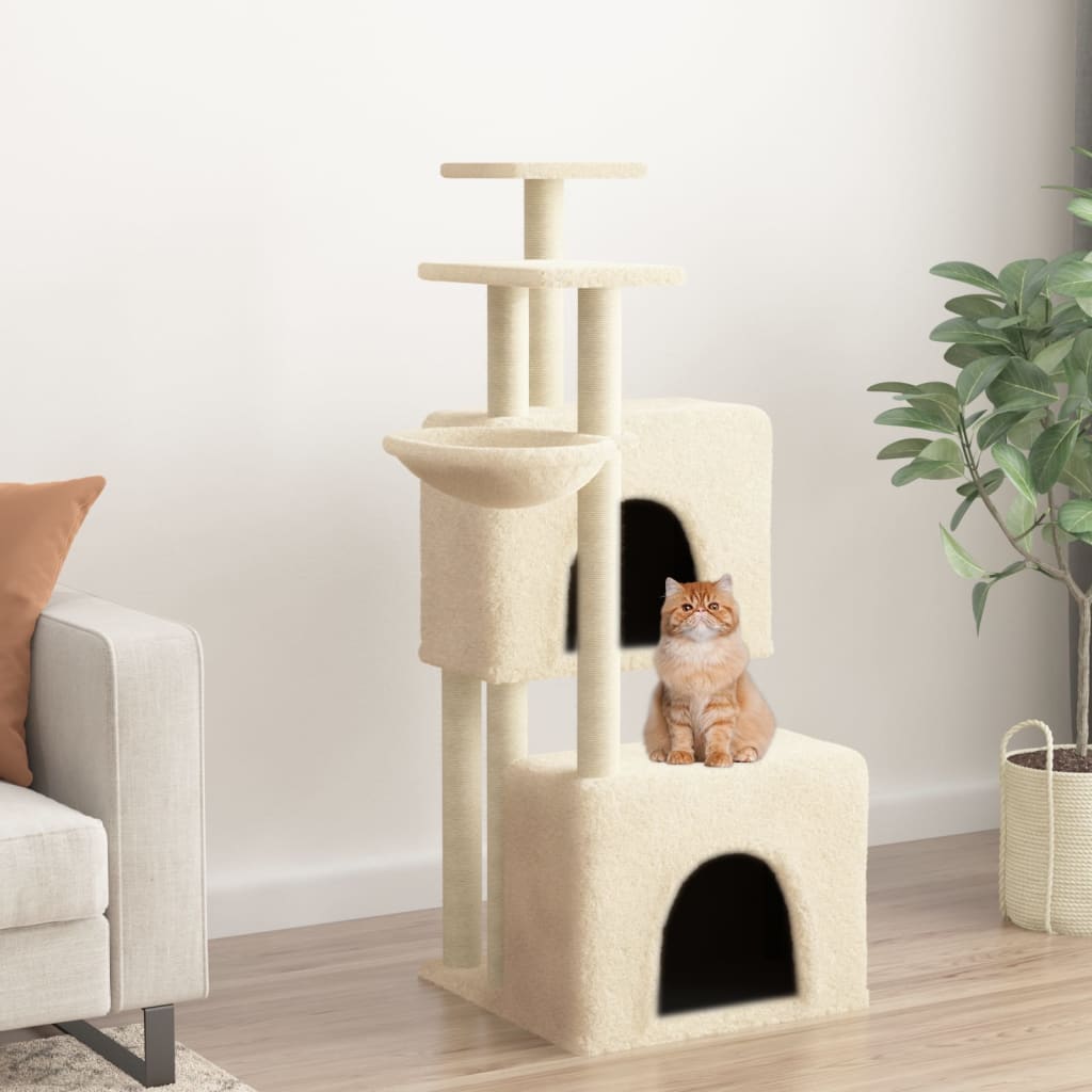 Arbre à chat avec griffoirs en sisal crème 122 cm