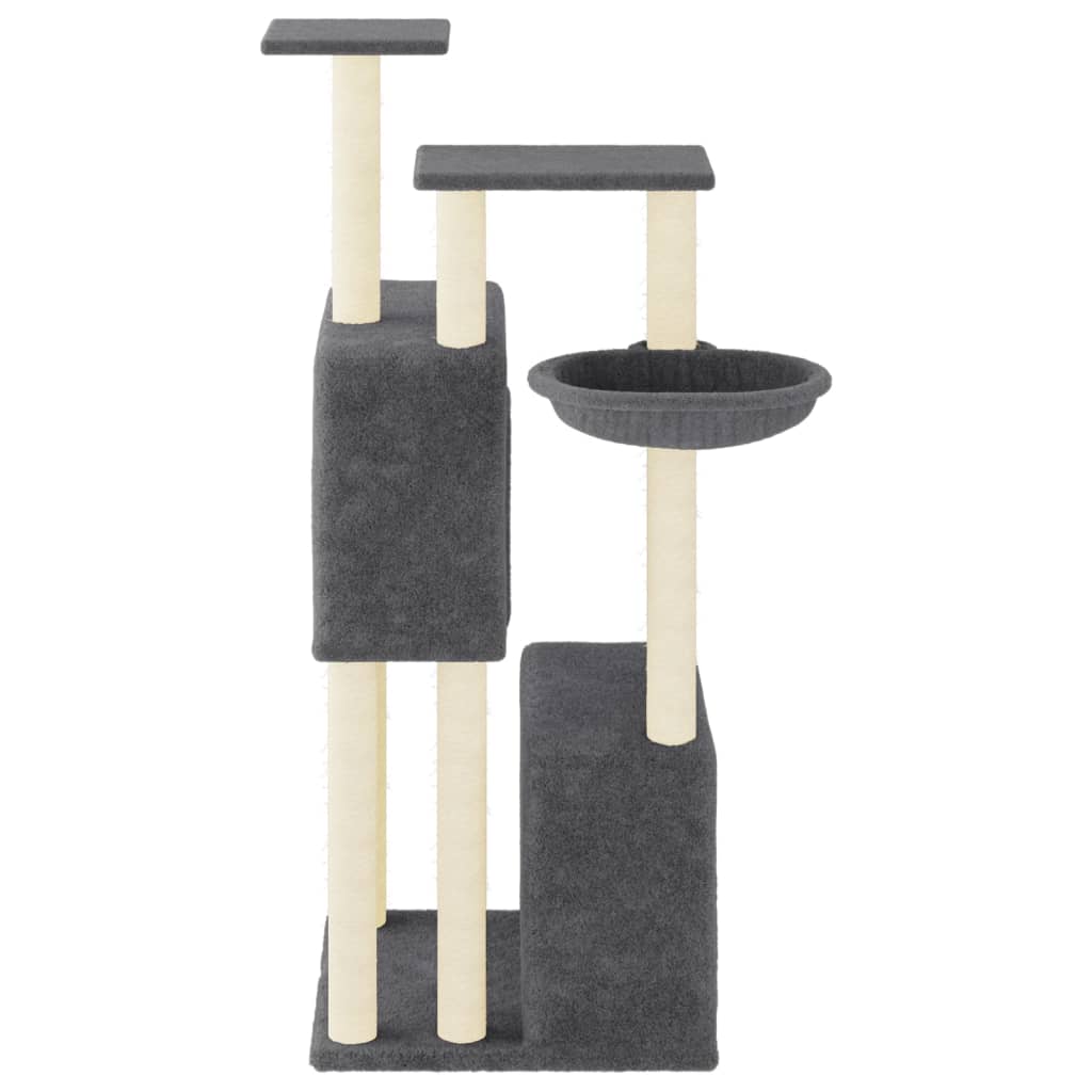 Arbre à chat avec griffoirs en sisal gris foncé 122 cm