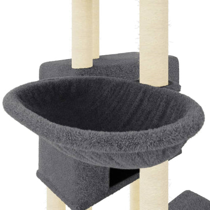 Arbre à chat avec griffoirs en sisal gris foncé 122 cm