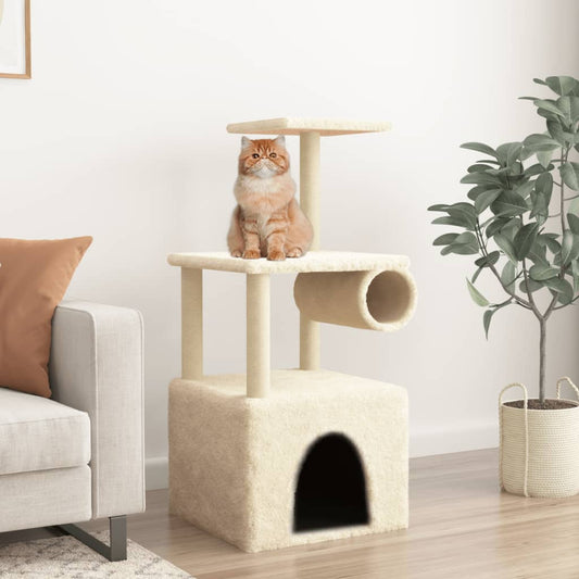 Arbre à chat avec griffoirs en sisal crème 109,5 cm