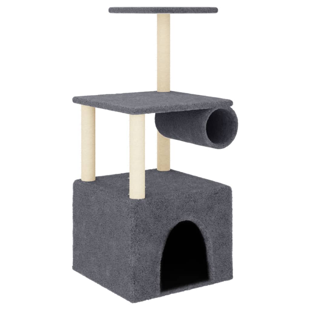 Arbre à chat avec griffoirs en sisal gris foncé 109,5 cm