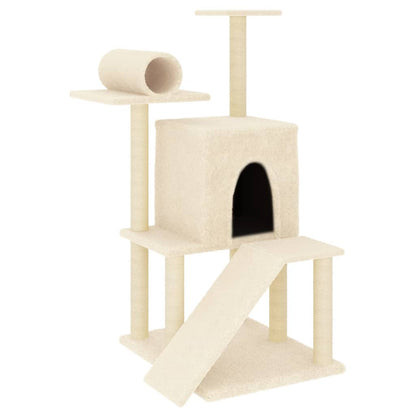 Arbre à chat avec griffoirs en sisal crème 110,5 cm