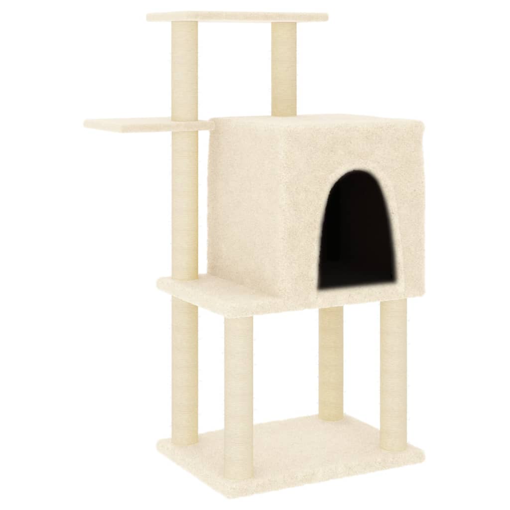 Arbre à chat avec griffoirs en sisal crème 97 cm