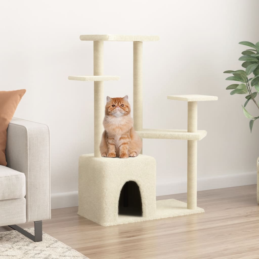 Arbre à chat avec griffoirs en sisal crème 107,5 cm