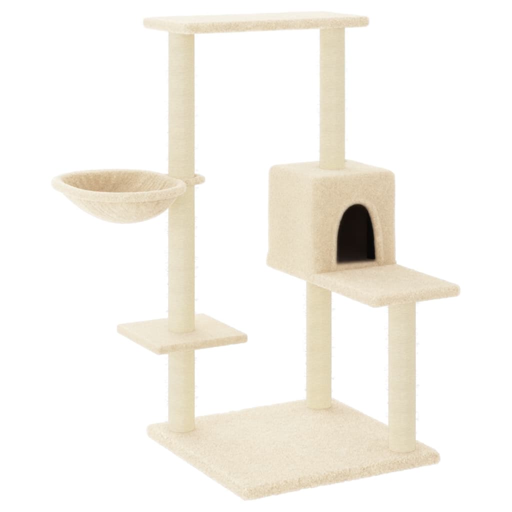 Arbre à chat avec griffoirs en sisal Crème 95 cm