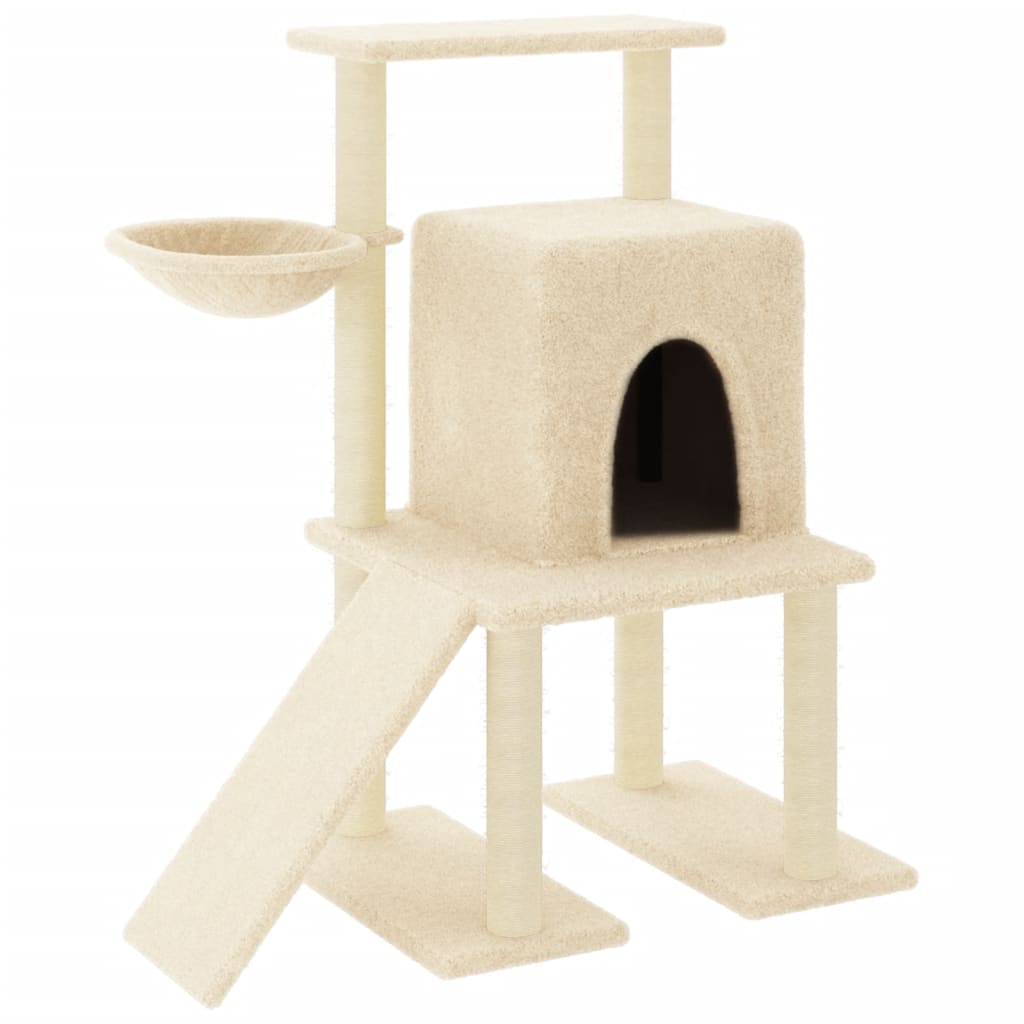 Arbre à chat avec griffoirs en sisal Crème 96,5 cm