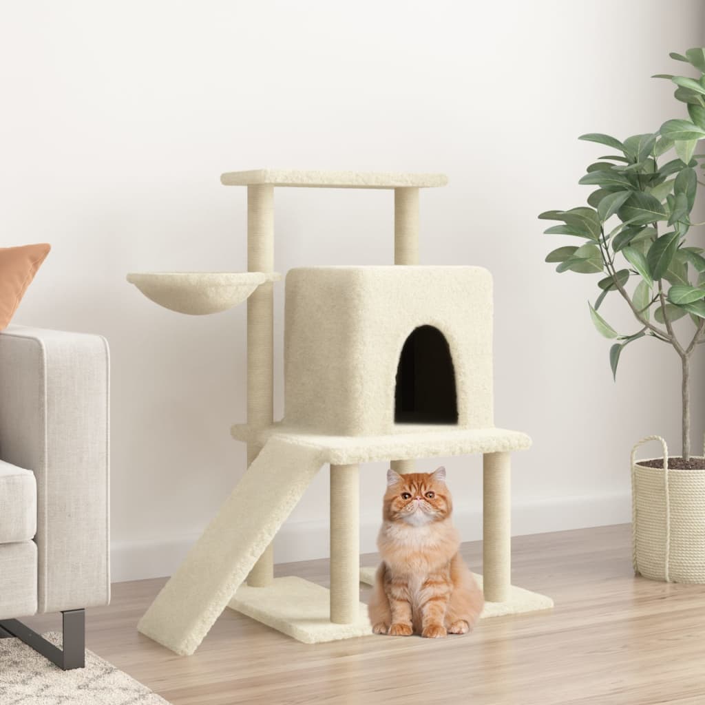 Arbre à chat avec griffoirs en sisal Crème 96,5 cm