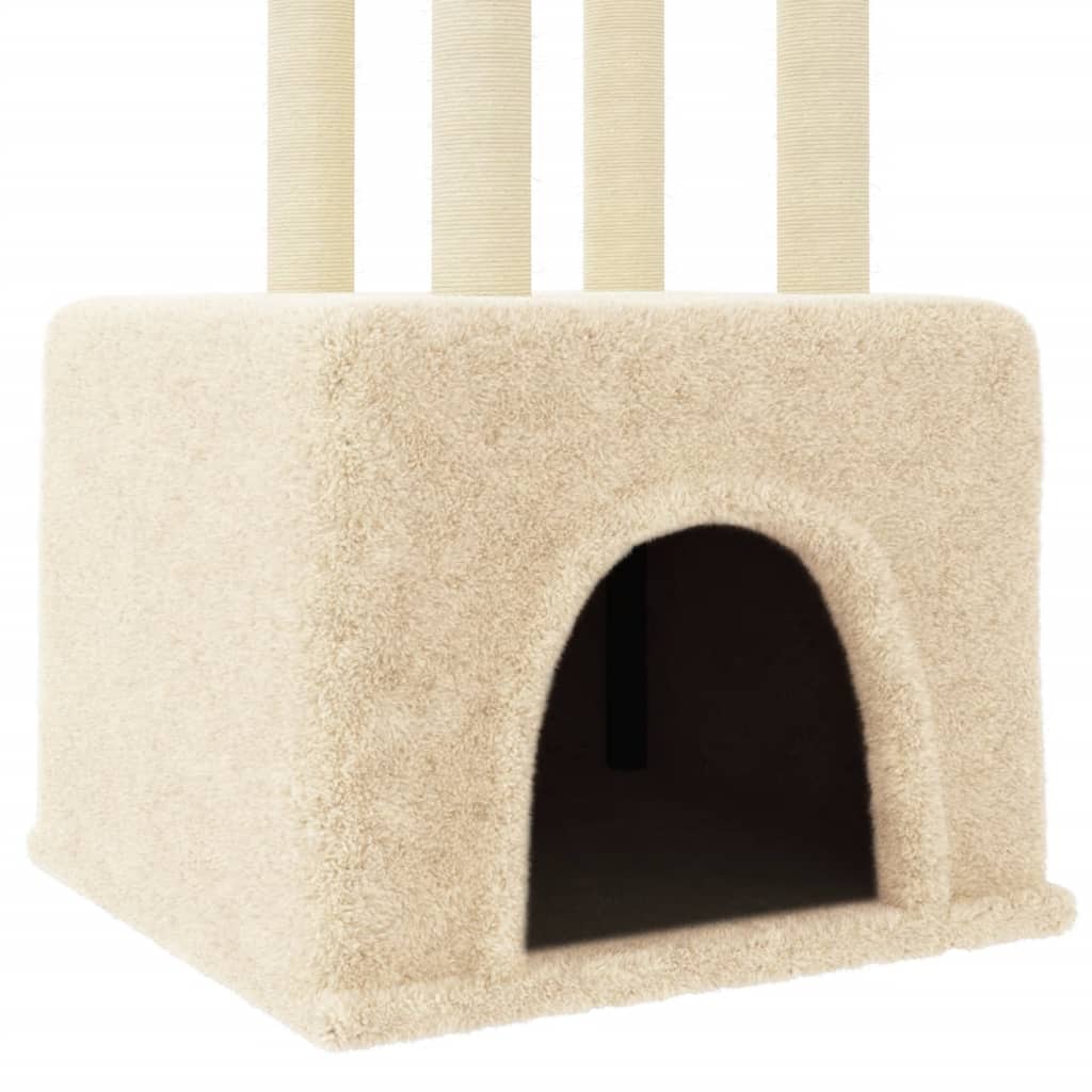 Arbre à chat avec griffoirs en sisal Crème 133,5 cm