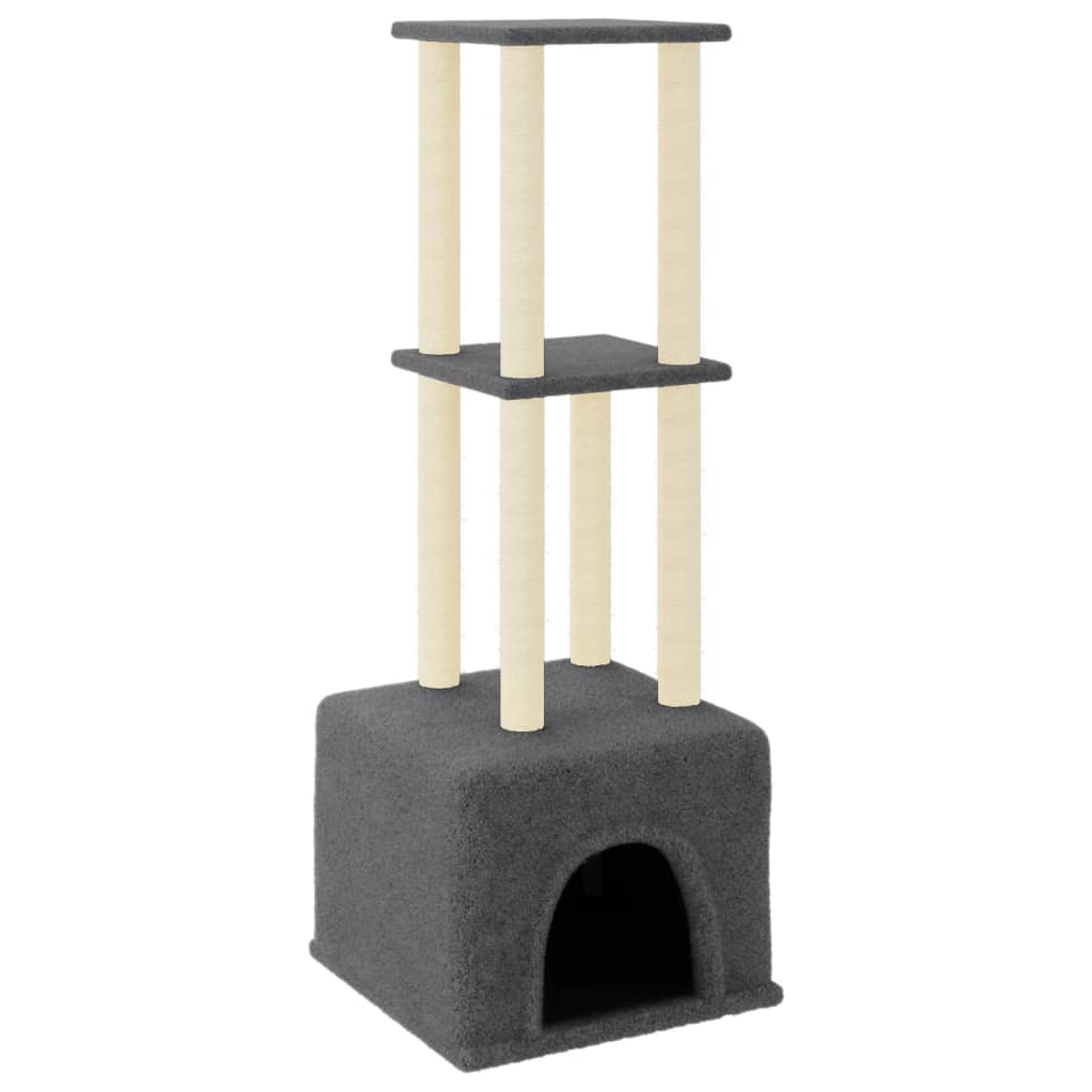 Arbre à chat avec griffoirs en sisal Gris foncé 133,5 cm