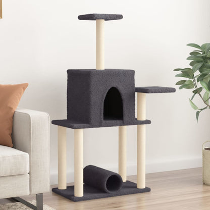 Arbre à chat avec griffoirs en sisal gris foncé 122 cm