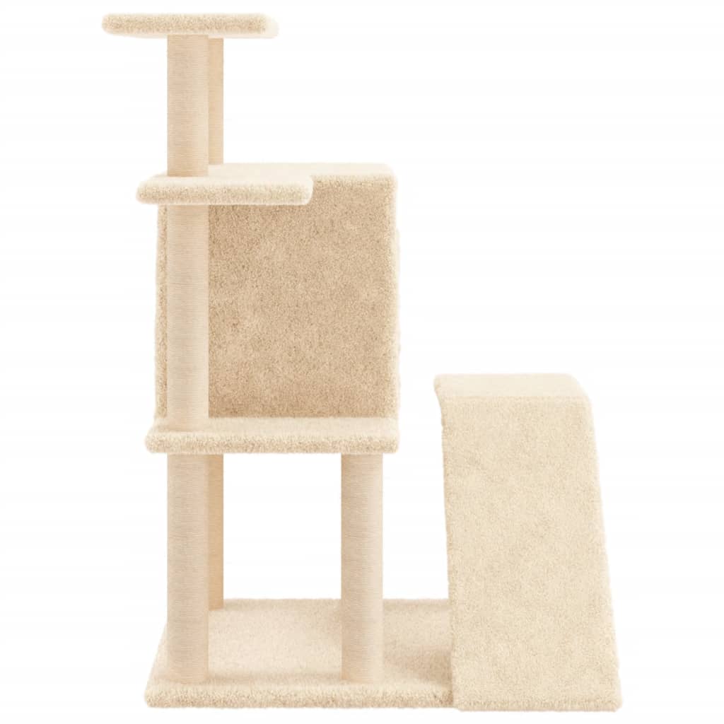 Arbre à chat avec griffoirs en sisal crème 97 cm