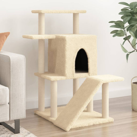 Arbre à chat avec griffoirs en sisal crème 97 cm