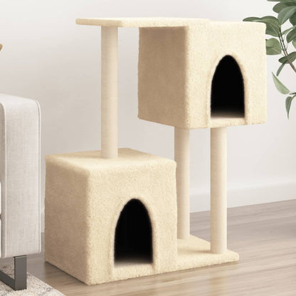 Arbre à chat avec griffoirs en sisal Crème 86 cm