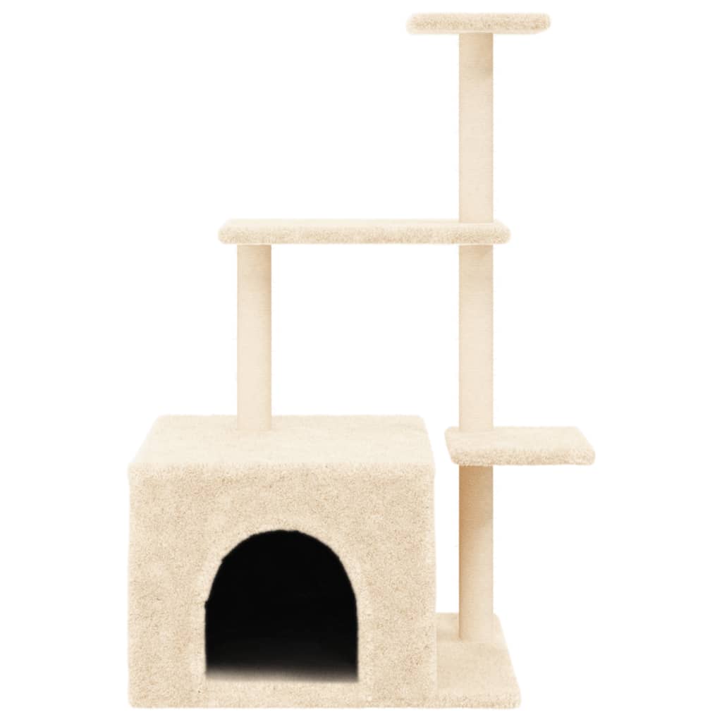 Arbre à chat avec griffoirs en sisal crème 110 cm