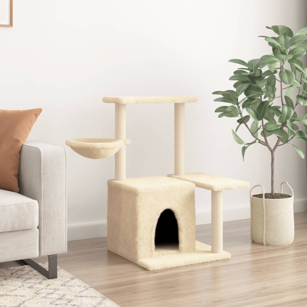 Arbre à chat avec griffoirs en sisal Crème 83 cm